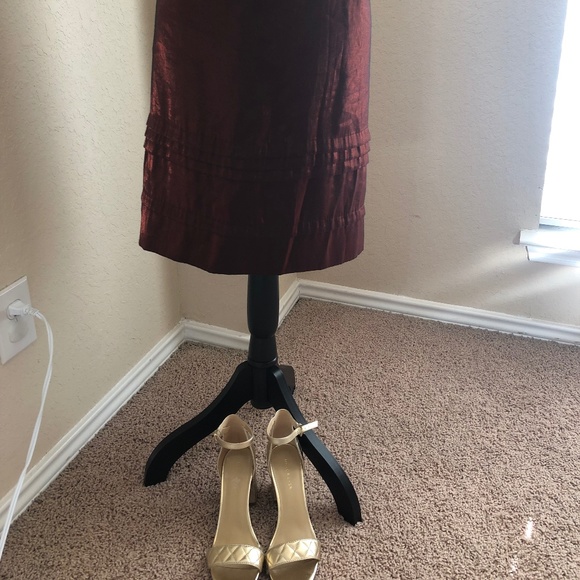 🍁 Simply Vera Sz10 Rust colored Taffeta A line Skirt - Picture 2 of 5